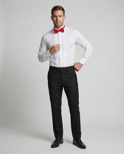 Men's elegant tuxedo shirt with pleated front