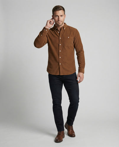 Men's Slim Jersey Shirt with Button Collar