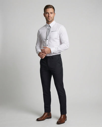 Men's slim fit shirt with contrast placket
