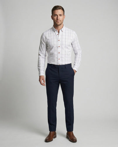 Men's tailored window check shirt in slim fit