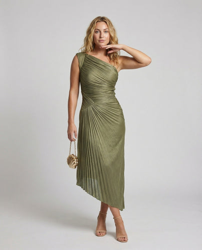 Women's elegant gala evening dress with pleated skirt