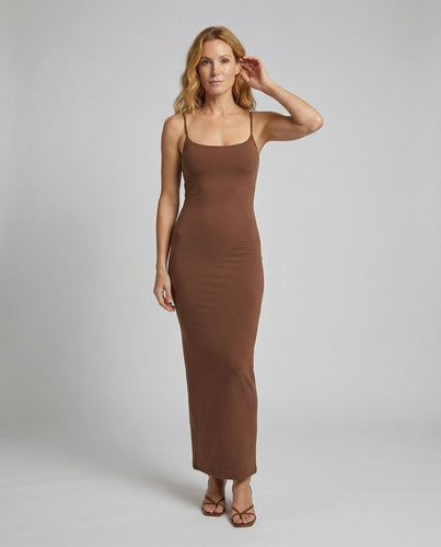 Women's form-fitting stretch maxi dress