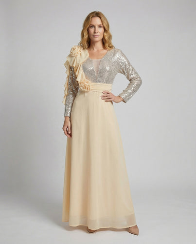 Ladies festive evening dress with sequin top