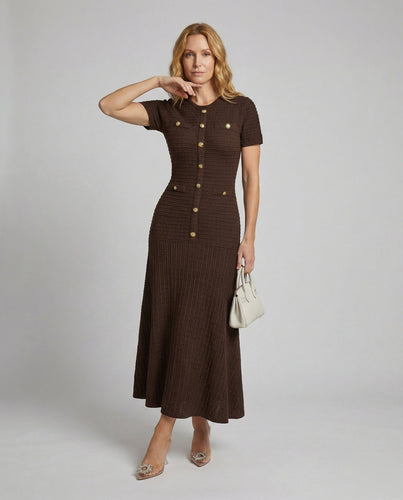 Women's fitted waffle knit maxi dress