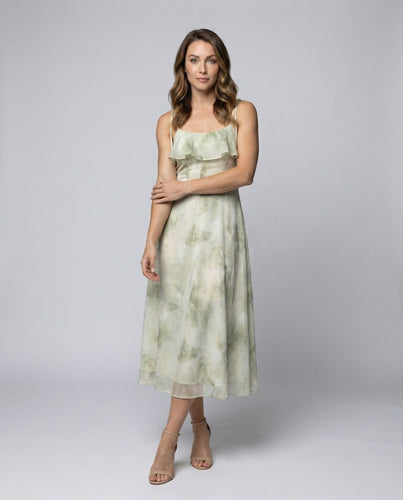 Ladies flowing midi dress with tie straps