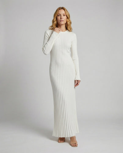 Women's ribbed maxi knit dress made of fine knit