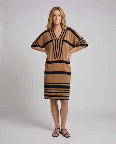 Women's striped beach kaftan midi dress