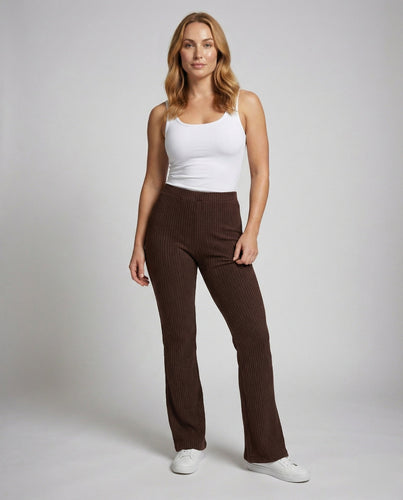 Ladies high-waisted lounge pants with flared leg
