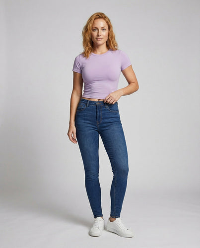 Women's short-cut elastic jersey top