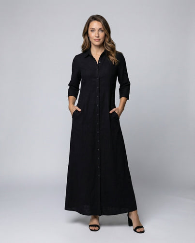 Women's long shirt dress with side slits