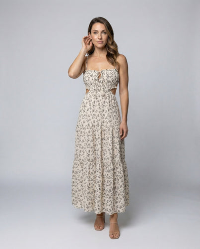 Ladies long maxi dress with waist cutouts