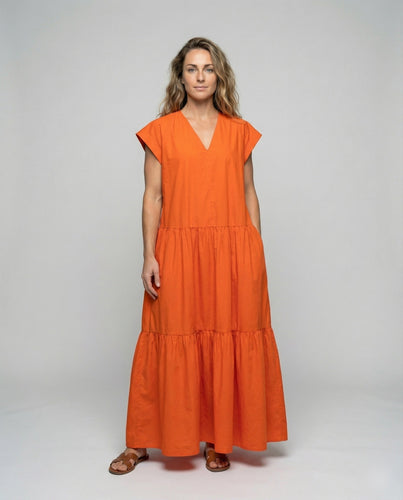 Women's casual tiered maxi dress in kaftan style