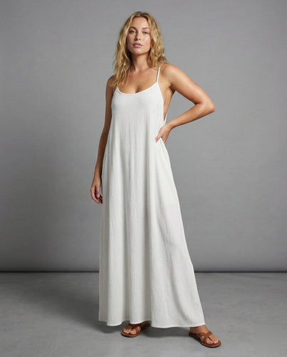 Ladies airy maxi dress with deep back neckline