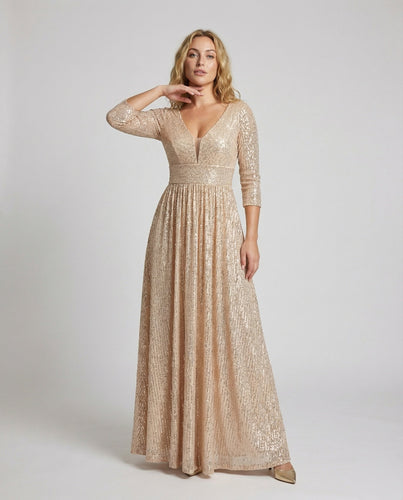 Ladies opulent sequin evening dress with corset