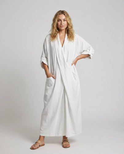 Ladies oversized linen wrap dress