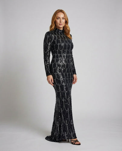 Women's Gala Maxi Dress with Sequin Embroidery