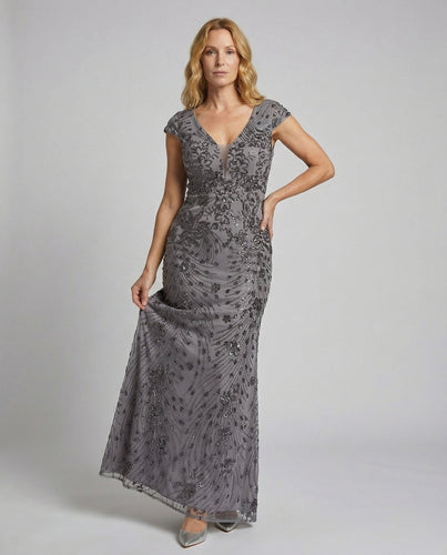 Women's tailored embroidered gala evening dress