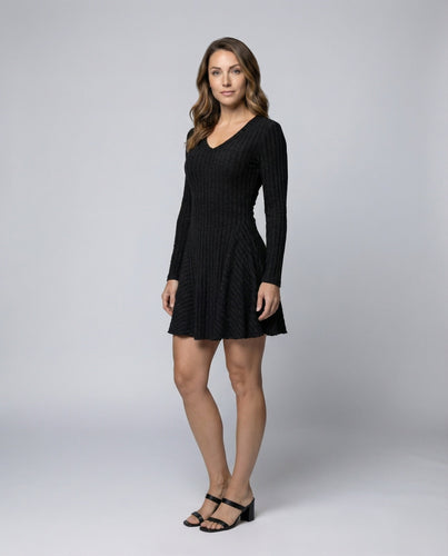 Women's fitted rib knit mini dress with ruffle hem