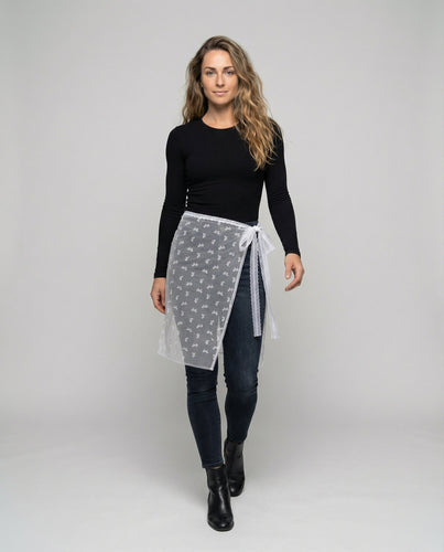 Ladies transparent wrap-over skirt made of lace