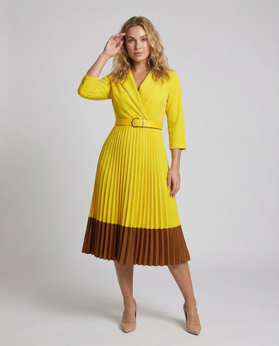 Women's midi dress in blazer look with pleats