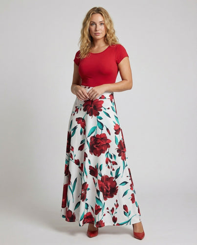 Women's two-piece maxi set with floral skirt
