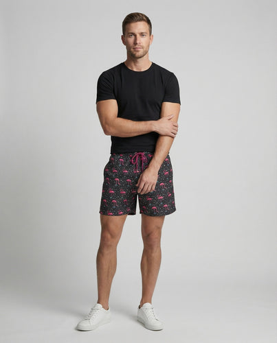Men's Swim Shorts with Flamingo Print