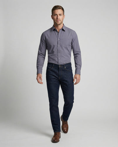 Men's tailored business shirt with stretch content