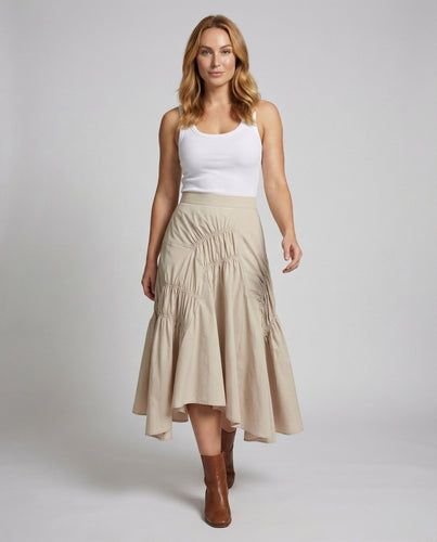 Women asymmetric flounce skirt in A-line
