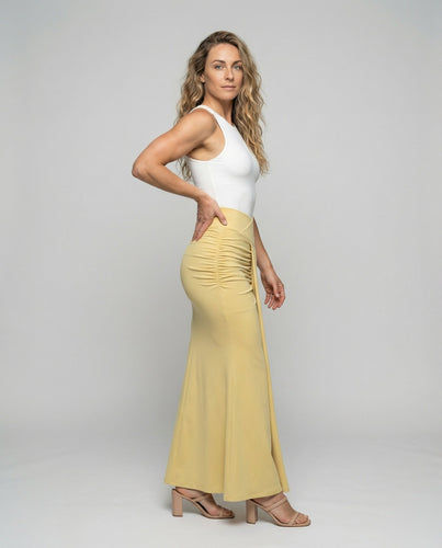 Women's draped maxi skirt with wrap waist
