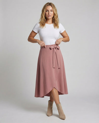 Women's Overlapping Midi Skirt with Waistband