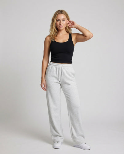 Ladies high-waisted relax pants made of cotton terrycloth