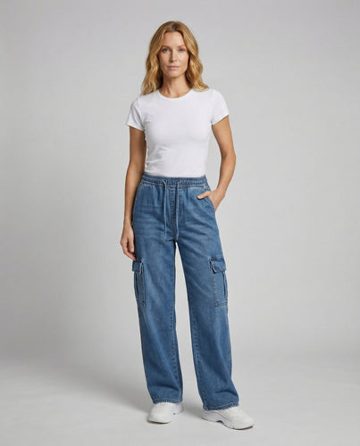 Women's extra wide utility denim pants