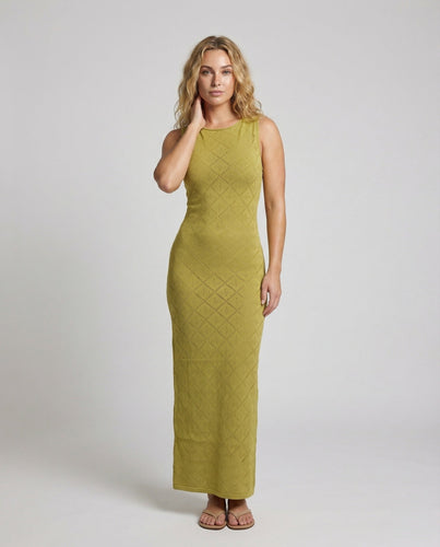 Women's figure-hugging maxi dress with openwork diamond pattern