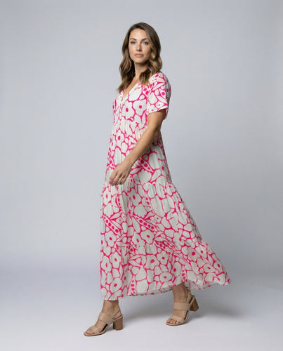 Women's flowing maxi dress with ruffle hem