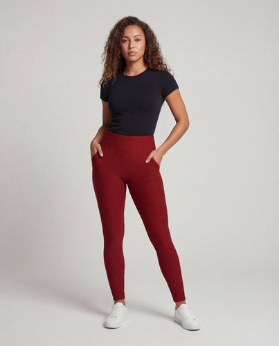 Women high-cut textured leggings with butt gathering
