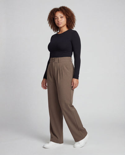 Women's high-waisted palazzo pants with double button