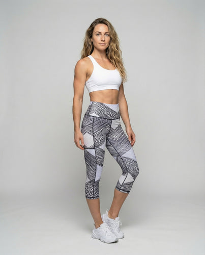 Women's Performance Capri Leggings with Scribble Print