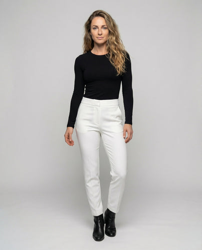 Women's ankle-length business stretch pants with comfort waistband