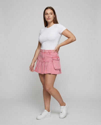 Women's Short Pleated Mini Skirt in Cargo Look