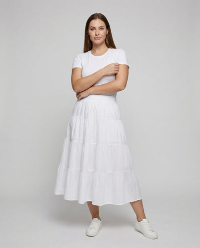 Women's Layered Midi Skirt with Flowing A-Line