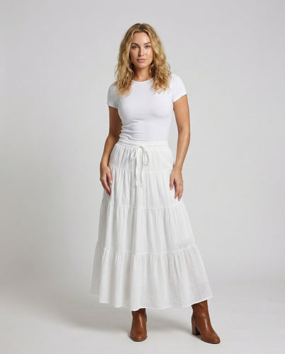Ladies maxi layered skirt with voluminous tiers