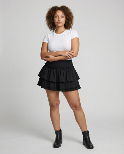Women multi-layered ruffled mini skirt with inner shorts