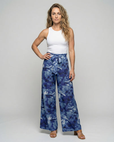 Ladies flowing palazzo pants with tie belt