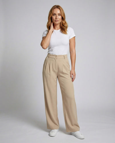 Women's high-waisted pleated palazzo pants