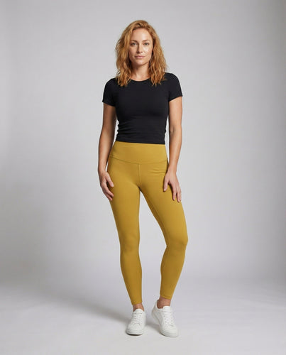 Ladies high-cut comfort fit leggings with hip contour