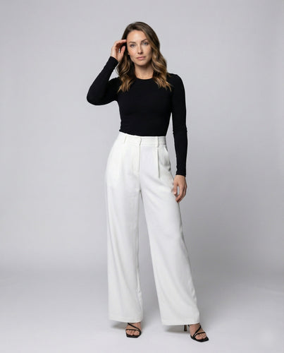 Ladies high-waisted palazzo pants with pleats