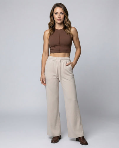 Women's high-waisted Palazzo pants with drawstring