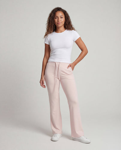 Women's high-waisted wide lounge pants made of cotton blend