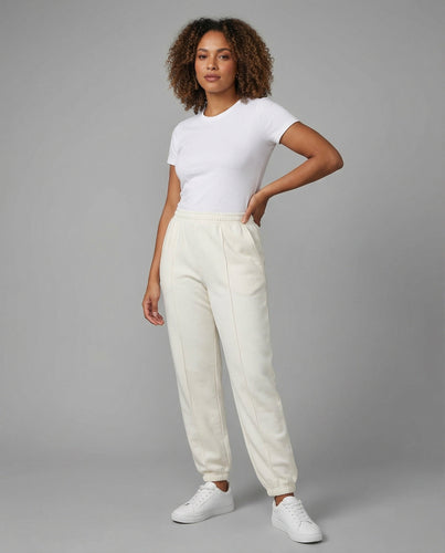 Women's high-waisted jogging pants with decorative seams