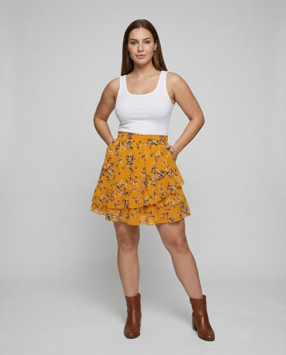 Women's short layered mini skirt in wrap look